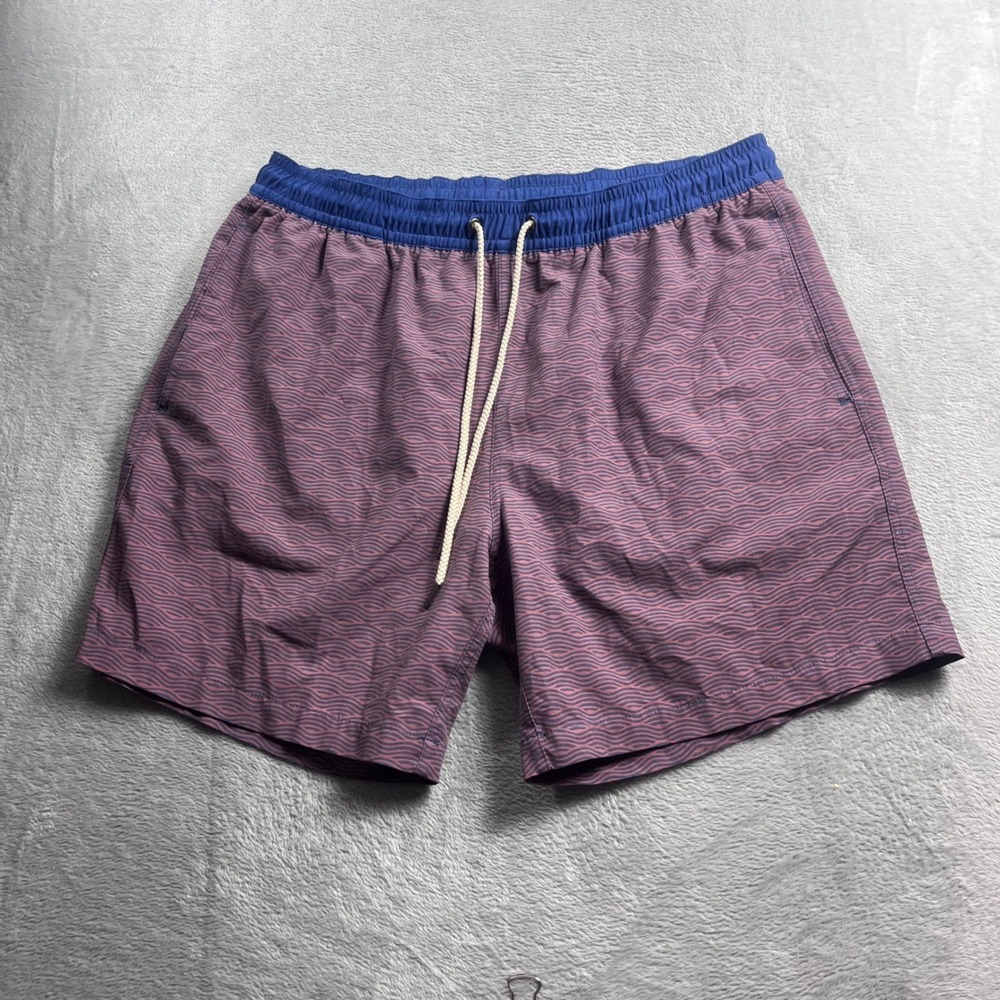 Fair Harbor Mens 3X Swim Trunks Purple Blue Wave Print Board Shorts 7 Inch